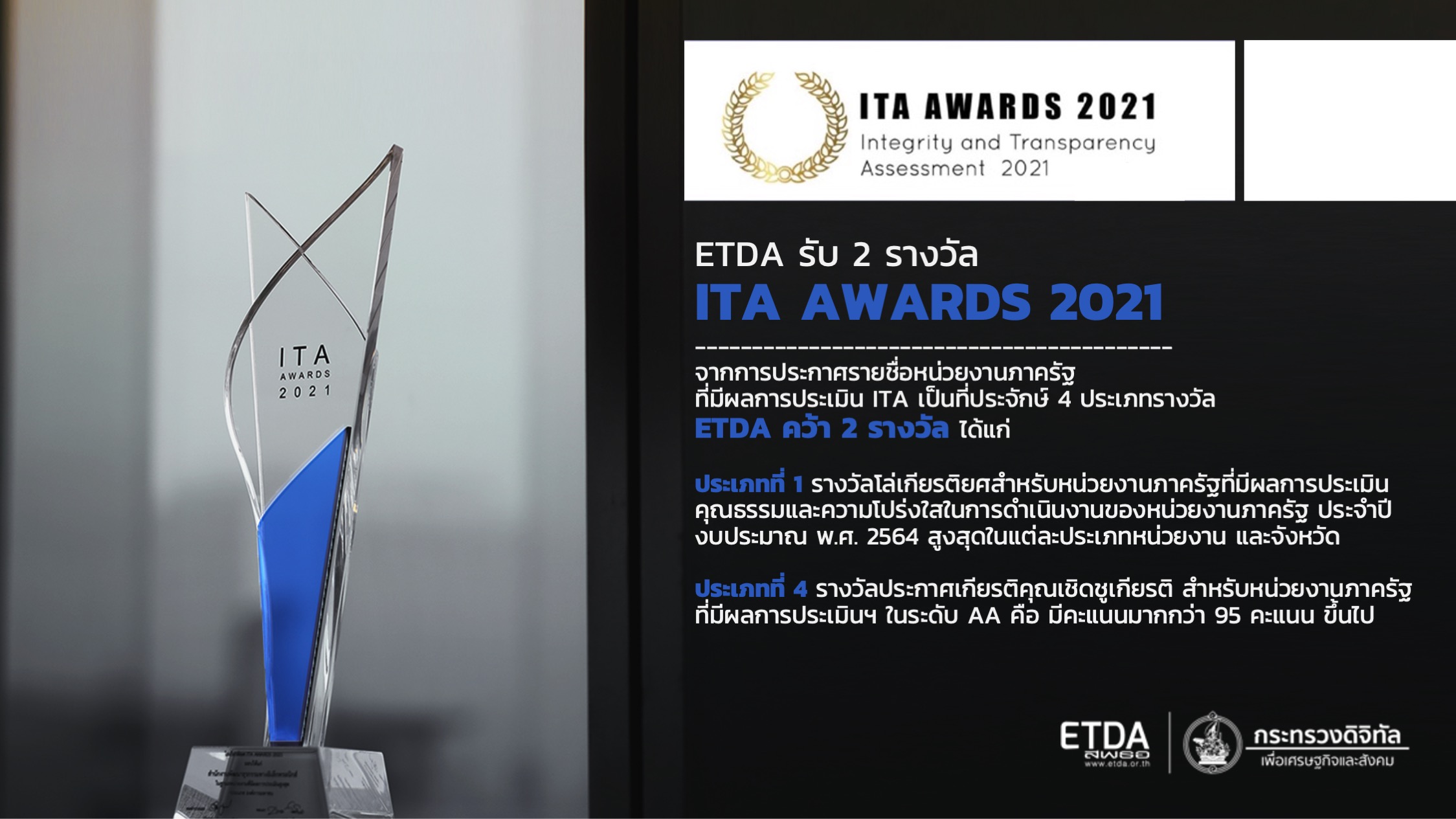 ETDA รับ 2 รางวัล ITA AWARDS 2021